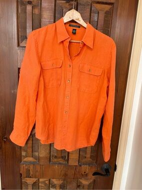 Lauren Ralph Lauren Orange Linen Blouse L